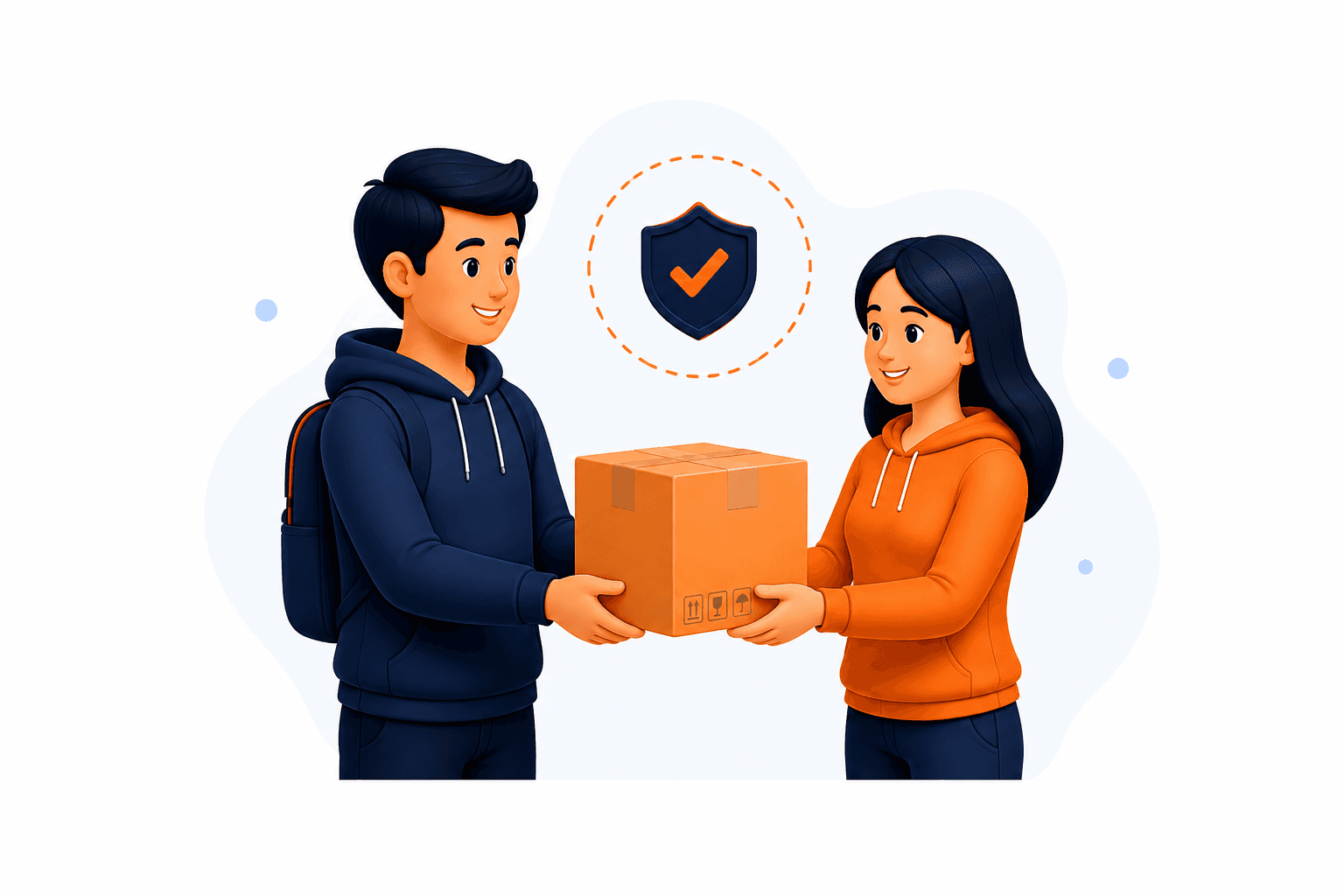 Secure parcel handover before international flight departure