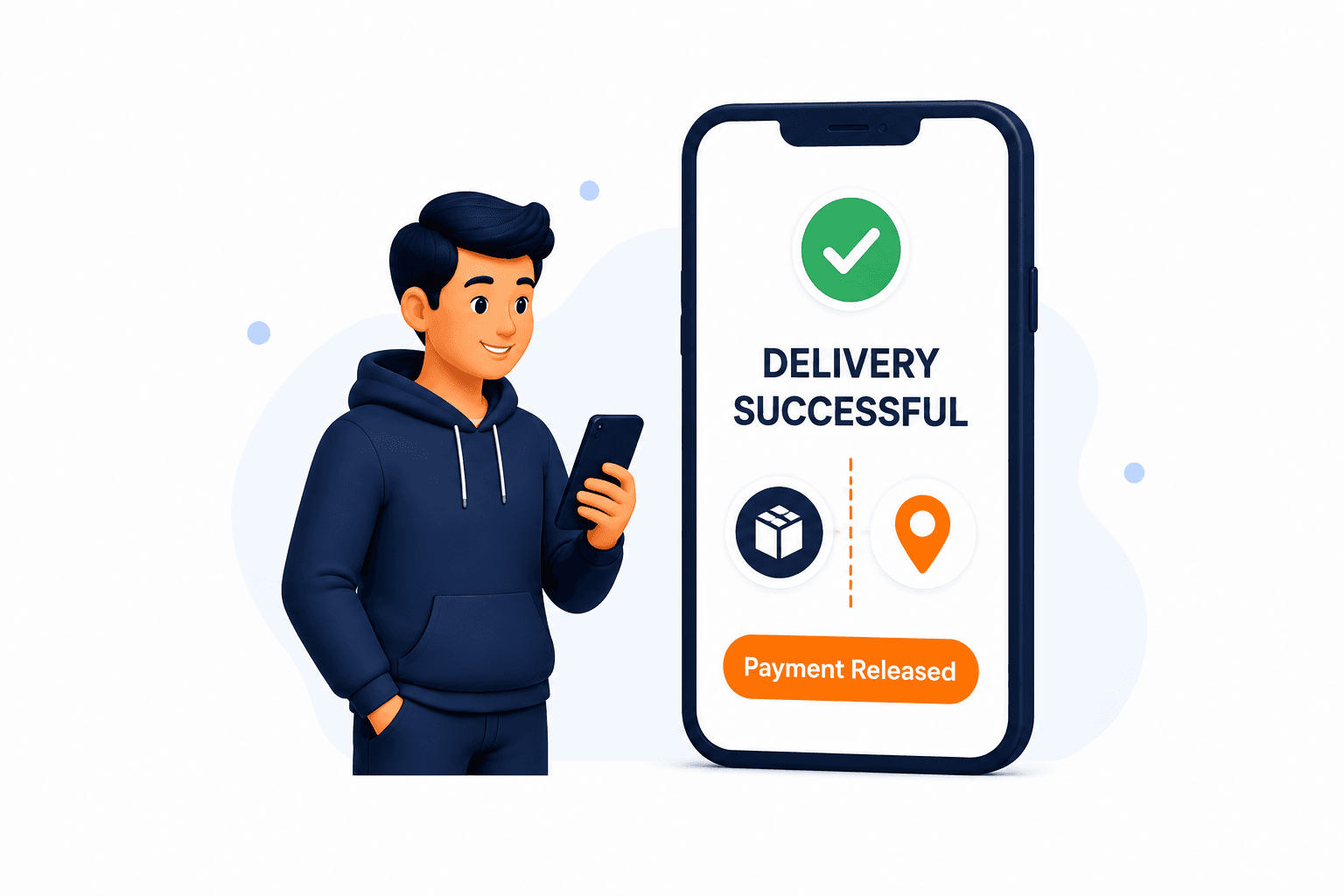 Parcel delivered internationally with secure payment release