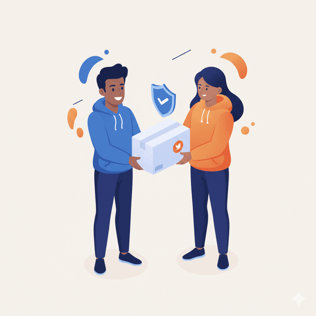 Secure parcel handover before international flight departure