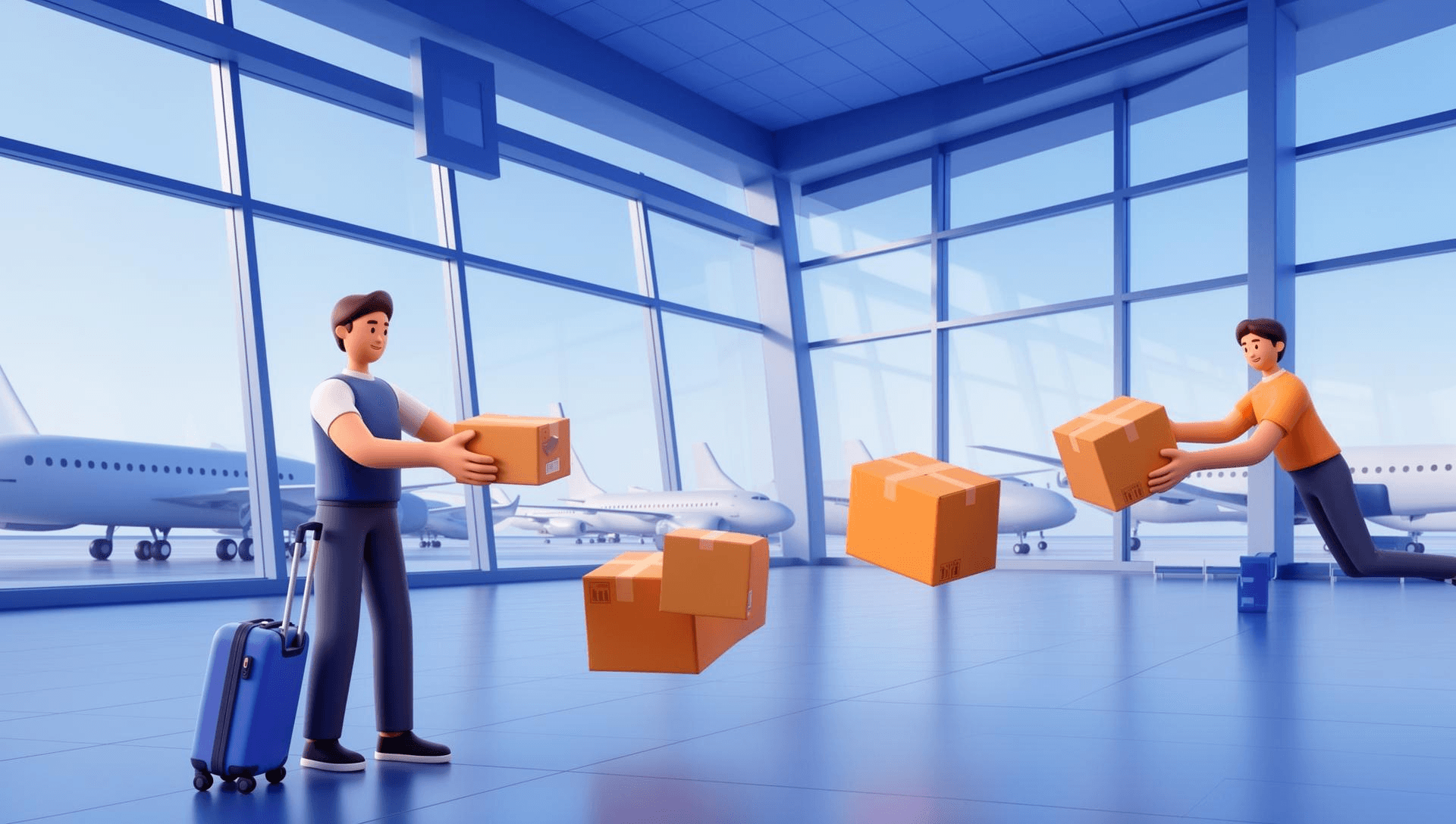 International parcel delivery by verified travellers at the airport