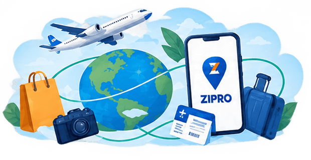 Global travel, shopping, and Zipro connectivity